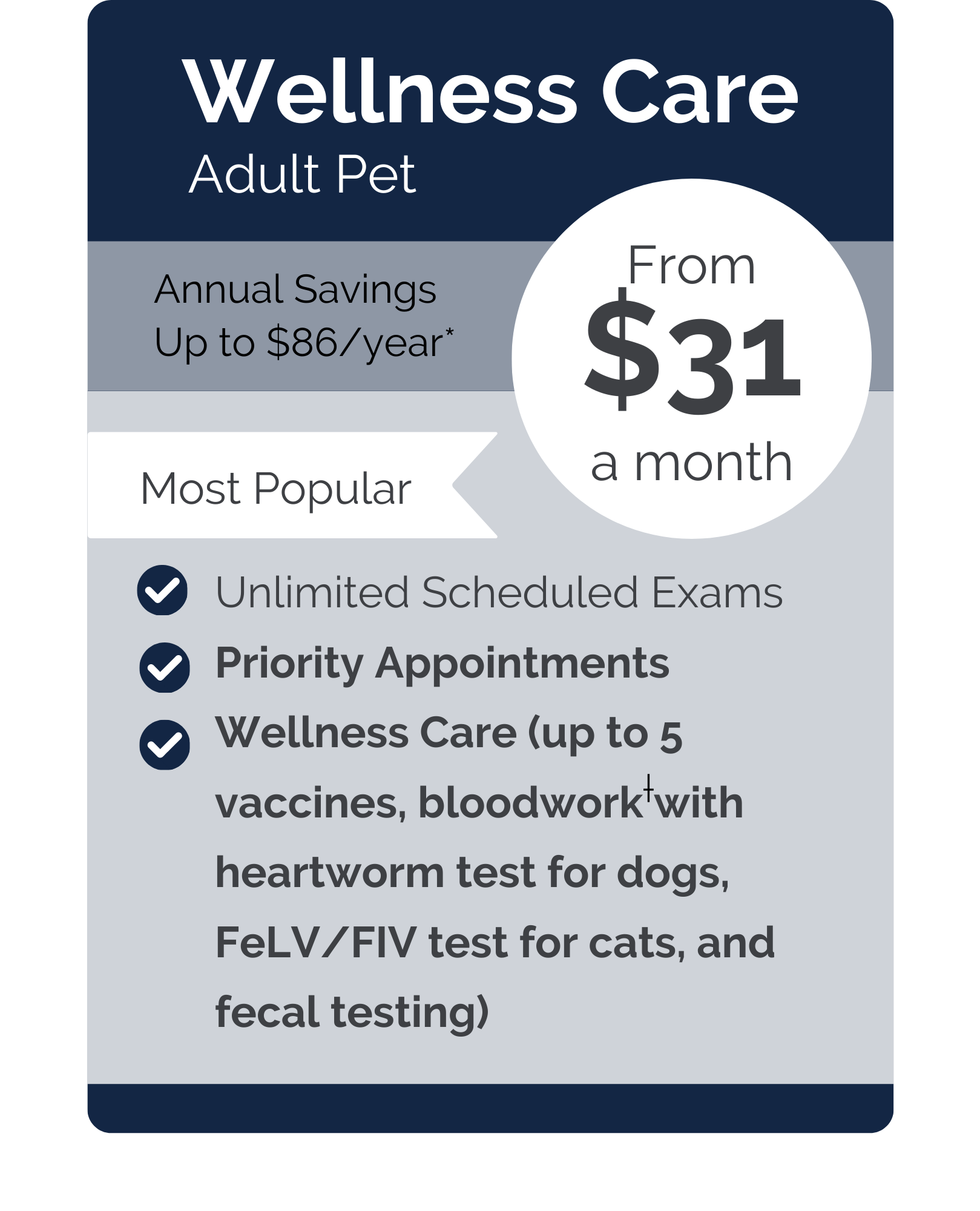 Cy-Fair Addison Vet VIPet pricing wellness
